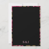 Luxury Hot Pink Glitter Rose Save The Date (Achterkant)