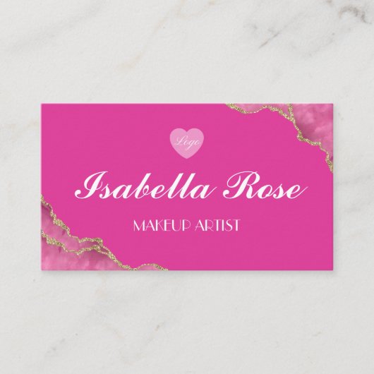 Luxury Hot Pink Marble Visitekaartje (Voorkant)