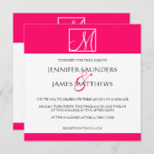 Luxury Hot Pink Monogram Weddenschap Kaart (Voorkant / Achterkant)