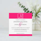Luxury Hot Pink Monogram Weddenschap Kaart (Staand voorkant)