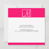 Luxury Hot Pink Monogram Weddenschap Kaart (Achterkant)