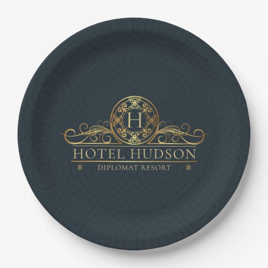 Luxury Hotel Branding Monogrammed Papieren Bordje (Voorkant)