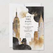 Luxury Iconic NY Buildings Cityscape Glitter  Save The Date (Voorkant)
