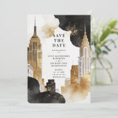 Luxury Iconic NY Buildings Cityscape Glitter  Save The Date (Staand voorkant)