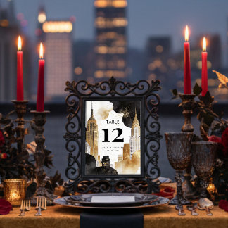 Luxury Iconic NYC Buildings Cityscape with Glitter Kaart