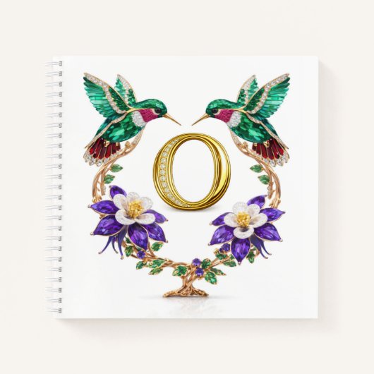 Luxury Initial O Monogram Hummingbird Jeweled Notitieboek (Voorkant)