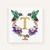 Luxury Initial T Wedding Hummingbird Jewel Gift Notitieboek (Voorkant)