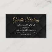 Luxury Insurance Agent Black Photo QR Code  Visitekaartje (Achterkant)