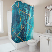 Luxury Interior Marble Stone Glitter Douchegordijn (In situ)