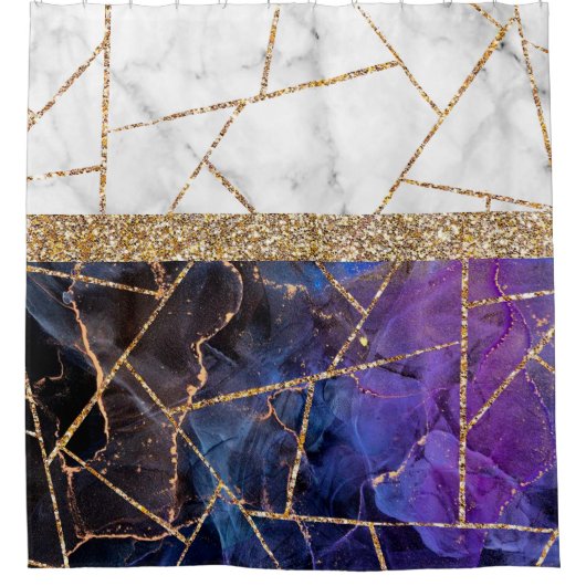 Luxury Interior Marble Stone Glitter Douchegordijn (Voorkant)