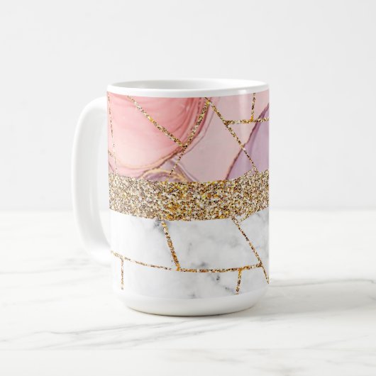 Luxury Interior Marble Stone Glitter Koffiemok (Voorkant links)