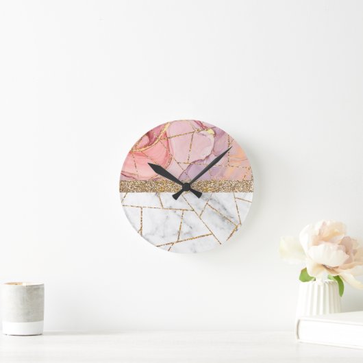 Luxury Interior Marble Stone Glitter Ronde Klok (Huis)