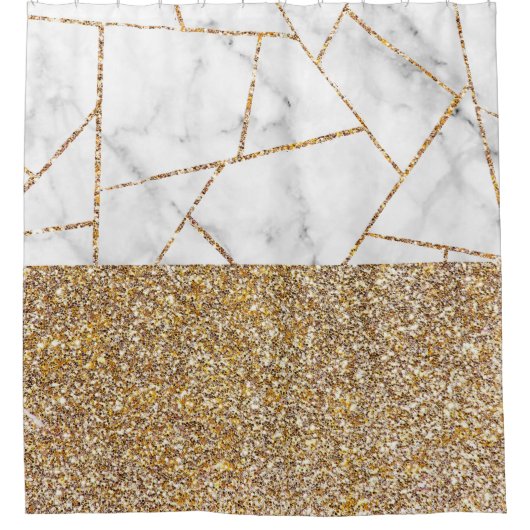Luxury interior Marble Stone Glitter Shower Curtai Douchegordijn (Voorkant)