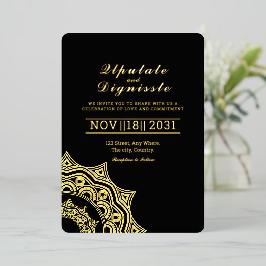 Luxury Invitation Kaart Gold Foil Sjabloon (Staand Voorkant)