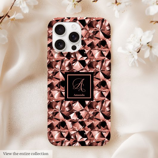 Luxury iPhone 14 Case Rose Gold Black Trendy