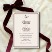 Luxury Ivory Burgundy Monogram Wedding Kaart
