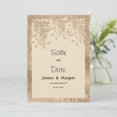 Luxury ivory gold glitter lace flora Save the Date Kaart (Staand voorkant)