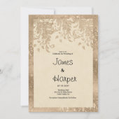 Luxury ivory gold glitter lace floral Wedding Kaart (Voorkant)