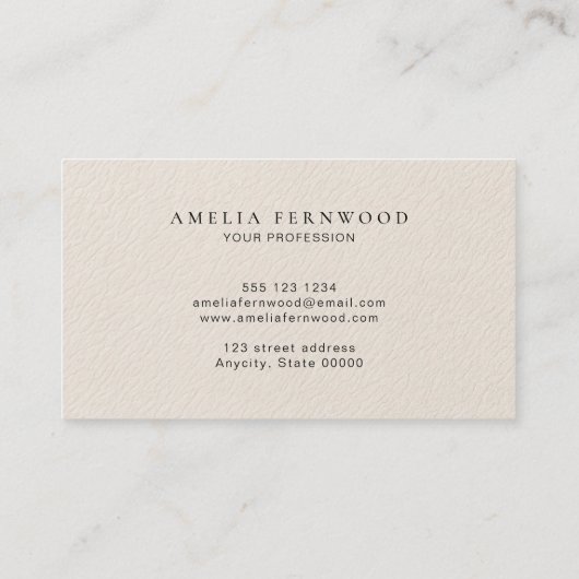 Luxury Ivory Leather Professional Minimal Custom Visitekaartje (Achterkant)