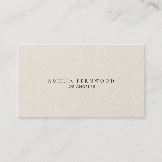 Luxury Ivory Leather Professional Minimal Custom Visitekaartje (Voorkant)