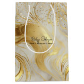 Luxury Ivory Marble and Gold Glitter Medium Cadeauzakje (Voorkant)