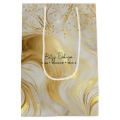 Luxury Ivory Marble and Gold Glitter Medium Cadeauzakje (Achterkant)