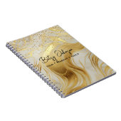 Luxury Ivory Marble and Gold Glitter Notitieboek (Rechterzijde)