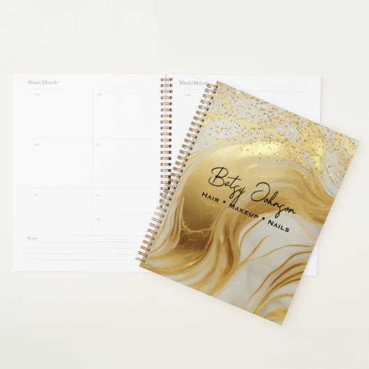Luxury Ivory Marble and Gold Glitter Planner (Display)