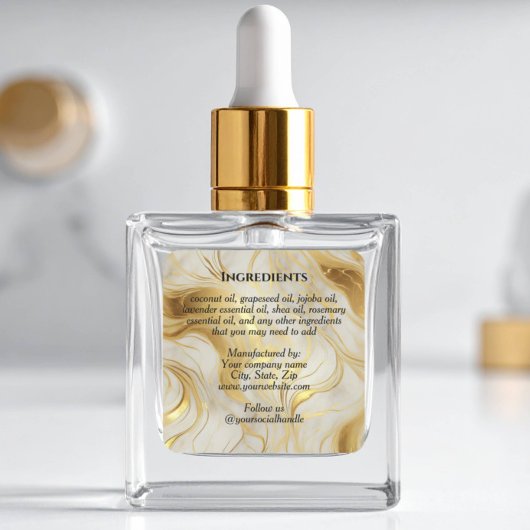 Luxury Ivory Marble & Gold Foil Ingredients Label