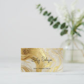 Luxury Ivory Marble Gold Glitter Appointment Card Visitekaartje (Staand voorkant)