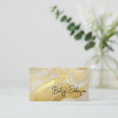 Luxury Ivory Marble & Gold Glitter Business Card Visitekaartje (Staand voorkant)