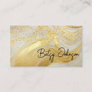 Luxury Ivory Marble & Gold Glitter Business Card Visitekaartje