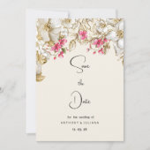 Luxury ivory pink white gold flowers Save the Date Kaart (Voorkant)