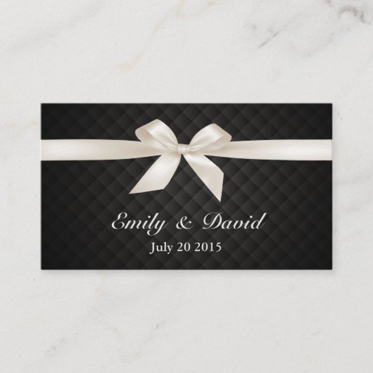 Luxury Ivory Ribbon Wedding Website Kaart invoegen (Voorkant)