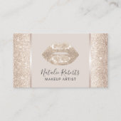 Luxury ivory Shimmer Lips Modern Beauty Salon Visitekaartje (Voorkant)