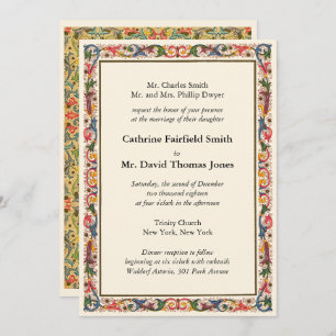 Luxury Ivory White Floral Arabesque Wedding Kaart