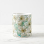 Luxury Jasmine Golden Sage Green Floral Script  Koffiemok (Center)