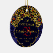 Luxury Jeweled Blue Red Gold Wedding Jubileum Keramisch Ornament (Rechts)