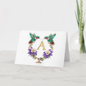 Luxury Jeweled Hummingbird Monogram A Wedding Bedankkaart (Voorkant)