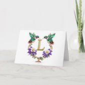 Luxury Jeweled Hummingbird Monogram L Wedding Bedankkaart (Voorkant)