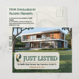 Luxury Just Listed Realtor Photo Sage Gold Marble  Briefkaart