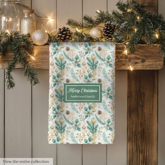 Luxury Kitchen Towel White Poinsettia Holiday Theedoek