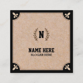 Luxury Kraft PRINTED Black Square Visitekaartje