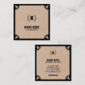 Luxury Kraft PRINTED Black Square Visitekaartje (Voorkant / Achterkant)