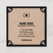 Luxury Kraft PRINTED Black Square Visitekaartje (Achterkant)