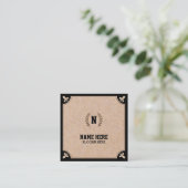 Luxury Kraft PRINTED Black Square Visitekaartje (Staand voorkant)