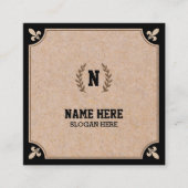 Luxury Kraft PRINTED Black Square Visitekaartje (Voorkant)