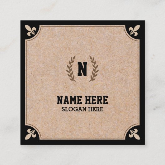 Luxury Kraft PRINTED Black Square Visitekaartje (Voorkant)