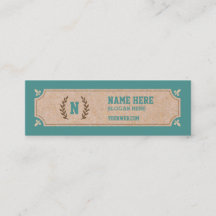 Luxury Kraft PRINTED Blauwgroen Mini Visitekaartje