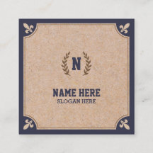 Luxury Kraft PRINTED Navy Square Visitekaartje